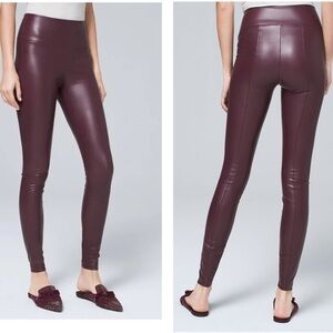 WHBM Faux Leather The Runway Legging Oxblood 10